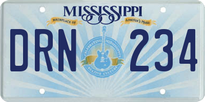 MS license plate DRN234