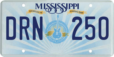 MS license plate DRN250