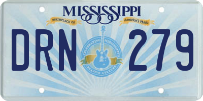 MS license plate DRN279
