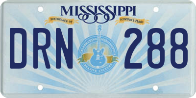 MS license plate DRN288