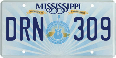 MS license plate DRN309