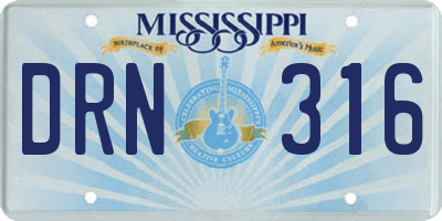 MS license plate DRN316
