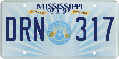 MS license plate DRN317