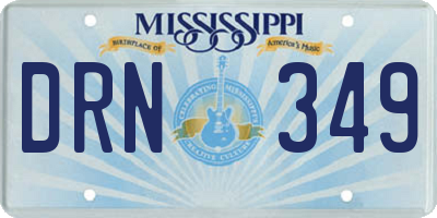 MS license plate DRN349