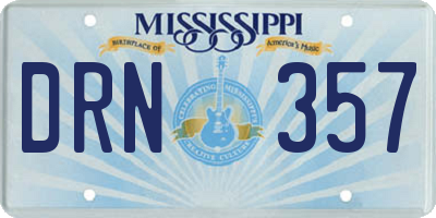 MS license plate DRN357