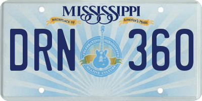 MS license plate DRN360