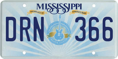 MS license plate DRN366