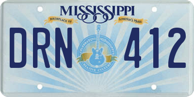 MS license plate DRN412