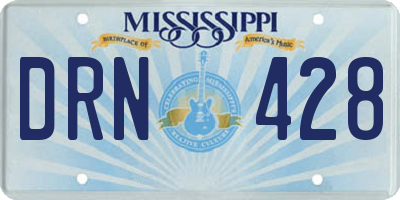 MS license plate DRN428