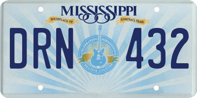 MS license plate DRN432