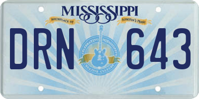 MS license plate DRN643
