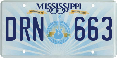 MS license plate DRN663