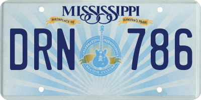 MS license plate DRN786