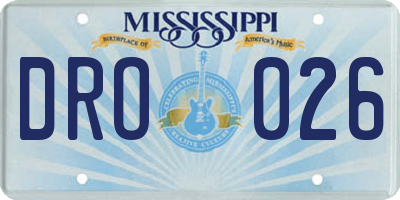 MS license plate DRO026