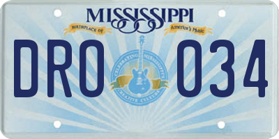 MS license plate DRO034