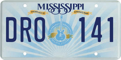 MS license plate DRO141