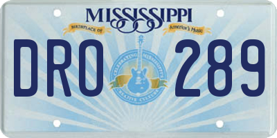 MS license plate DRO289