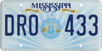 MS license plate DRO433