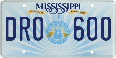 MS license plate DRO600