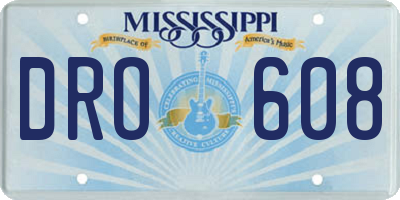 MS license plate DRO608