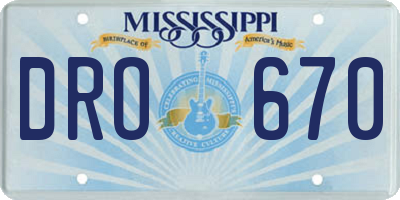 MS license plate DRO670