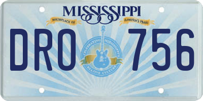 MS license plate DRO756