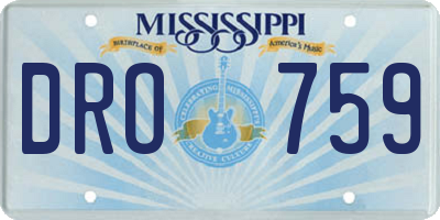 MS license plate DRO759