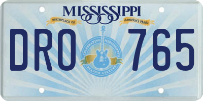 MS license plate DRO765