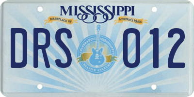 MS license plate DRS012
