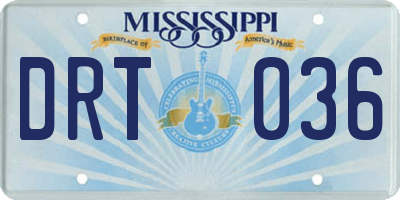MS license plate DRT036