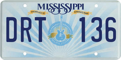 MS license plate DRT136