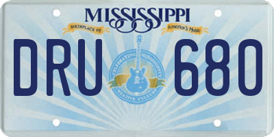 MS license plate DRU680