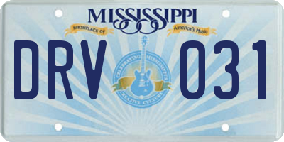 MS license plate DRV031
