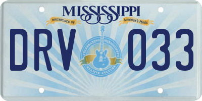 MS license plate DRV033
