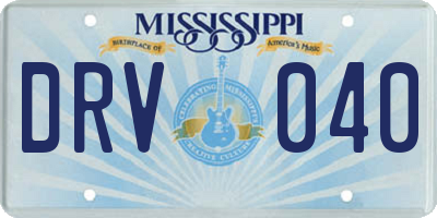 MS license plate DRV040