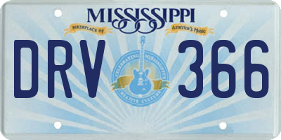 MS license plate DRV366