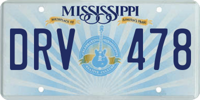 MS license plate DRV478