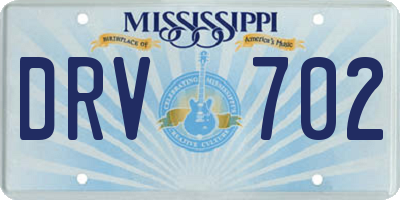 MS license plate DRV702