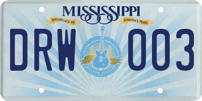 MS license plate DRW003