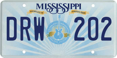 MS license plate DRW202