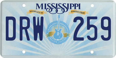 MS license plate DRW259
