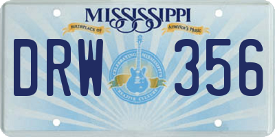 MS license plate DRW356