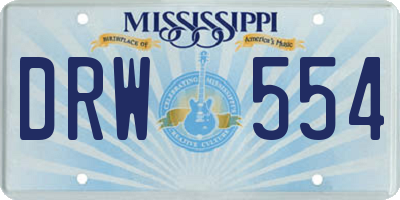 MS license plate DRW554