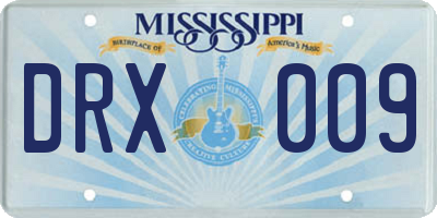 MS license plate DRX009