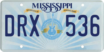 MS license plate DRX536