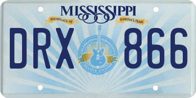 MS license plate DRX866