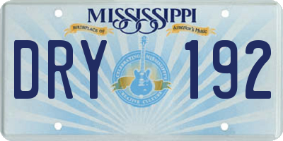 MS license plate DRY192