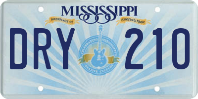 MS license plate DRY210