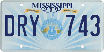 MS license plate DRY743