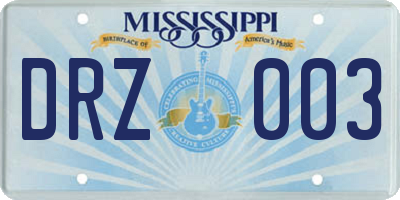 MS license plate DRZ003